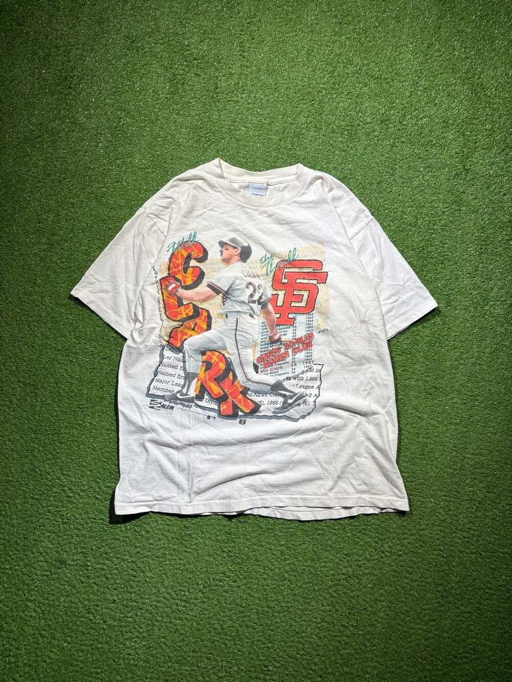 Vintage 1990 Salem Sportswear San Francisco Giants Will Clark T-Shirt Size Large